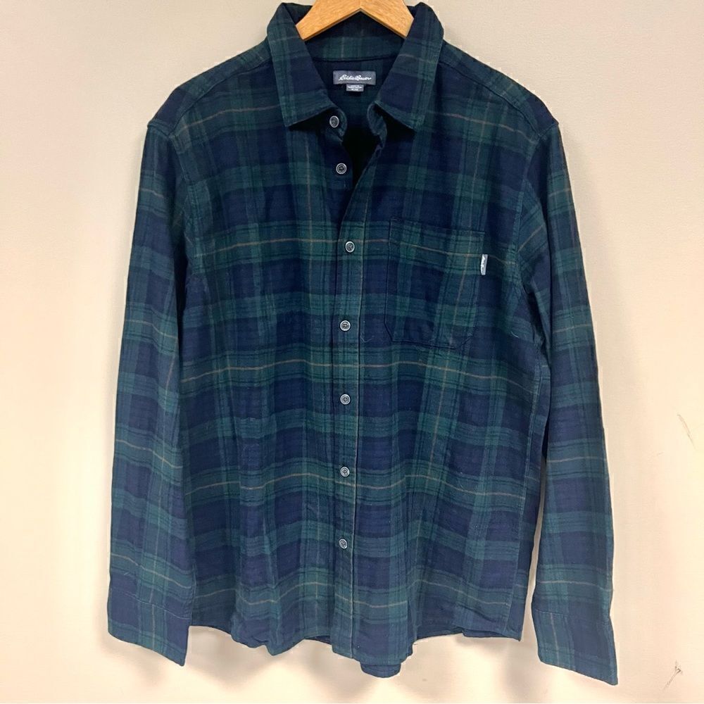 - Eddie Bauer plaid flannel button down. Size XL